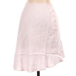 L'Academie Pink Satin Floral Jacquard Elsa Covered Button Skirt Size XS